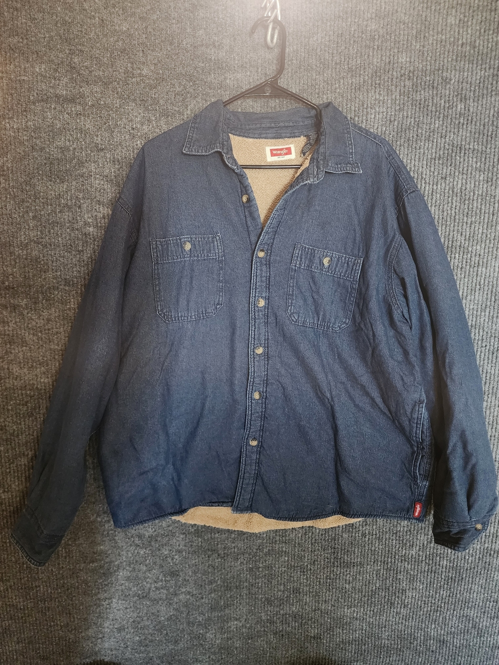 Vintage Wrangler Men's Sherpa Fleece Lined Denim Shirt Jacket Trucker Size XL